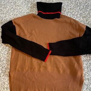 Tahari Brown and Black Turtleneck Sweater